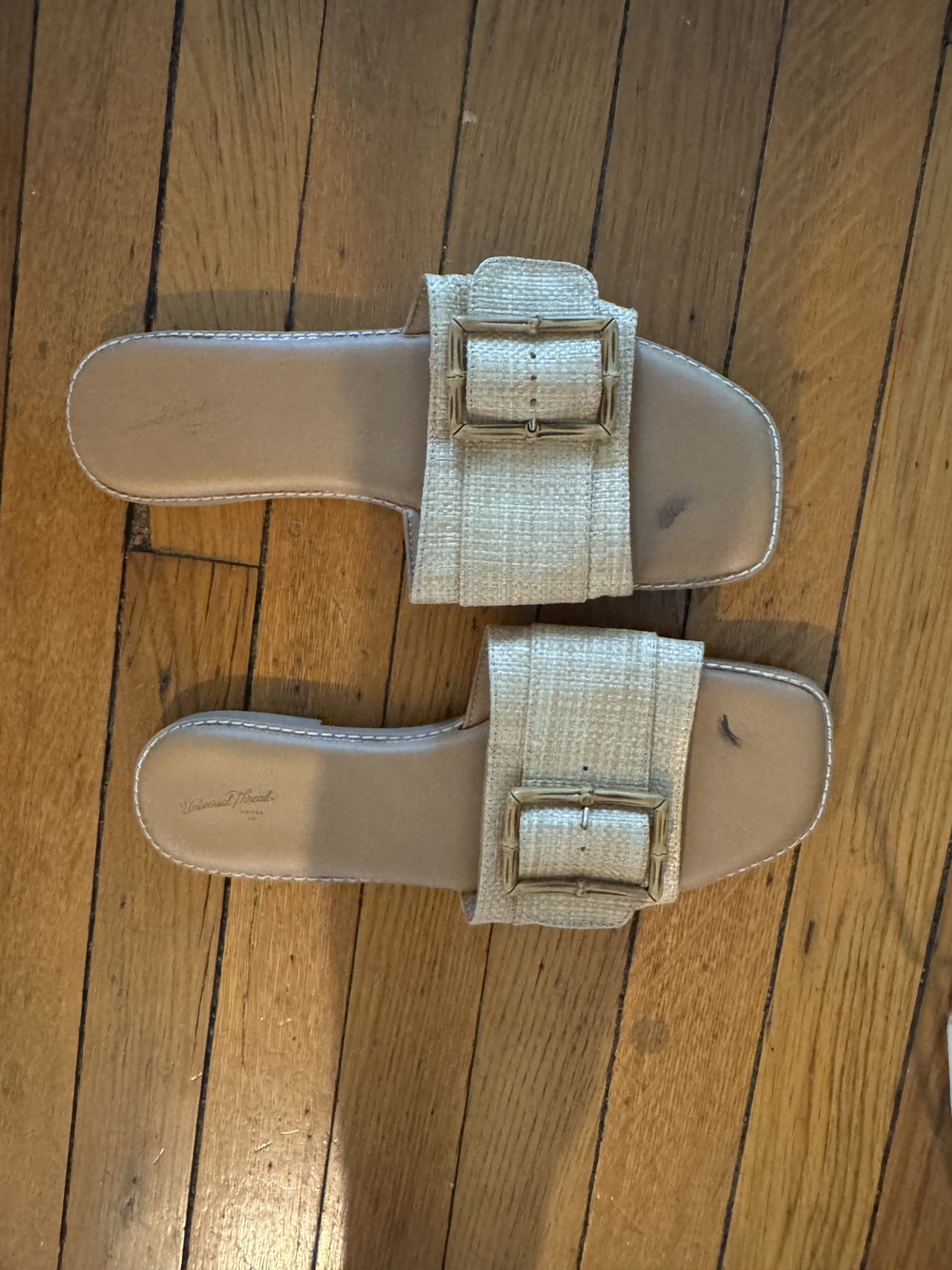 Universal Thread Woven Buckle Slide Sandals in Beige